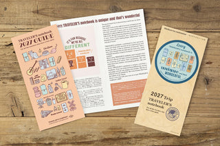 2027 travel notebook guide pages with sticker sheet and printed booklet