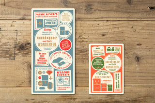 Passport writing mat set with teal and orange patterned covers