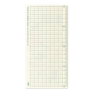 Grid writing mat sheet with measurement ruler along the right edge