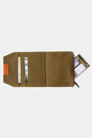 TRAVELER'S FACTORY Passport Size Cotton Zipper Case Olive