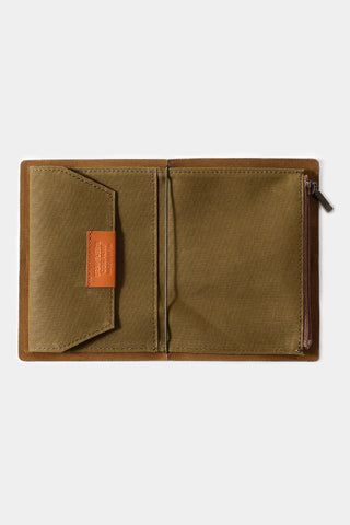 TRAVELER'S FACTORY Passport Size Cotton Zipper Case Olive