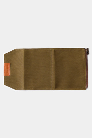 TRAVELER'S FACTORY Passport Size Cotton Zipper Case Olive