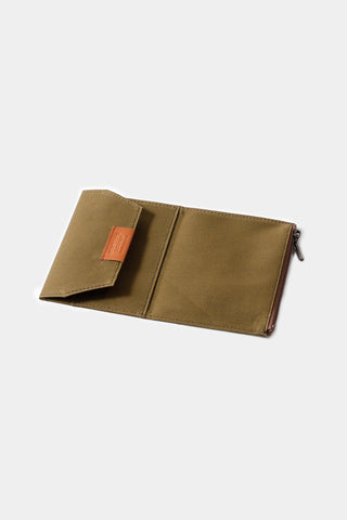 TRAVELER'S FACTORY Passport Size Cotton Zipper Case Olive