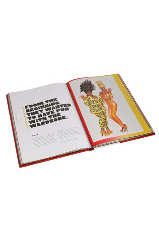 Open book with text and illustration on a white background