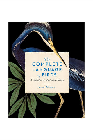 Book cover of 'The Complete Language of Birds' with a bird illustration on a black background