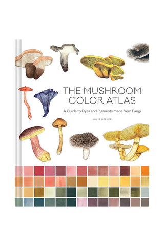 Book cover of 'The Mushroom Color Atlas' with illustrations of mushrooms and color swatches.