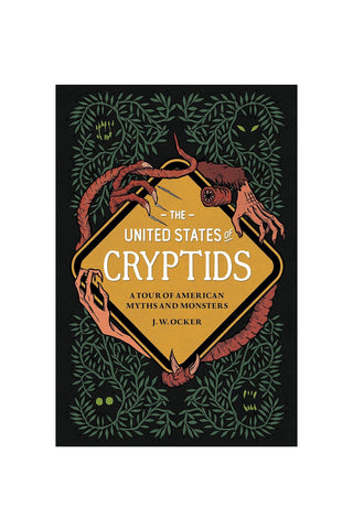 Book cover of 'The United States of Cryptids' with illustration of hands coming out around title 