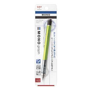 Tombow MONO Graph mechanical pencil blister pack with lime green pencil