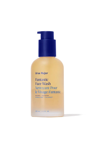 Ursa Major Fantastic Face Wash pump bottle, amber-gold liquid