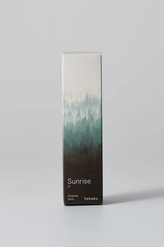 Yohaku incense box, Sunrise design with mountain landscape and sunrise text