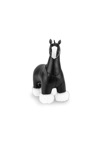 Black horse paperweight figurine with white hooves on a white background
