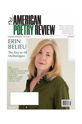Literary magazine issue with woman portrait, 'American Poetry Review' cover, barcode.
