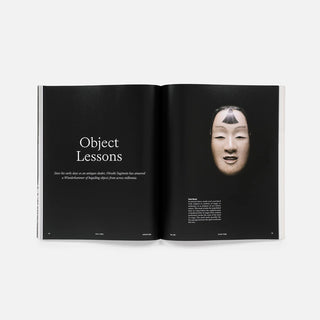 Open photography magazine spread with 'Object Lessons' headline and portrait illustration