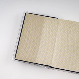 open hobonichi hon with a clear cover on a white background