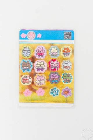 Colorful bear sticker sheet on a white background