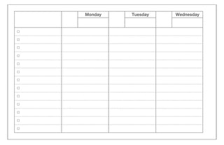 Monday to Wednesday planner layout