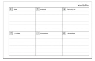 July to December blank monthly planner layout