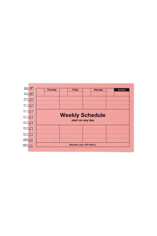 Pink weekly schedule planner on a white background