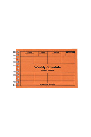 Orange weekly schedule planner on a white background