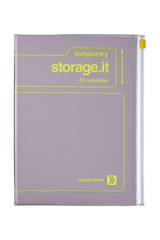 Kraft A5 storage.it notebook on a white background