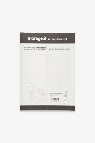 A5 notebook refill for storage.it on a white background