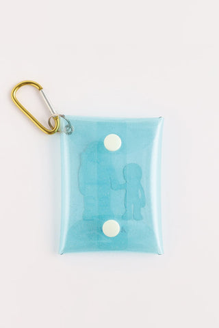 Light blue translucent alien mini case with two white snap buttons and keyring loop