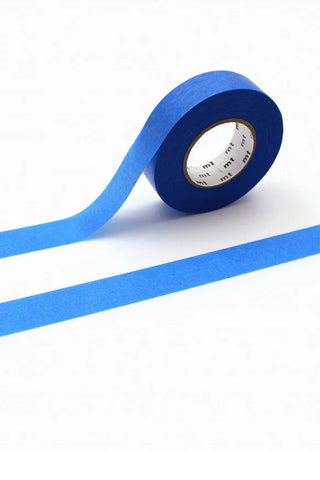 Thick blue washi tape on a white background