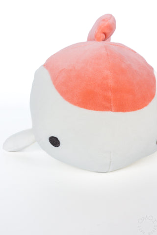 Close up of Goldfish plush on a white background