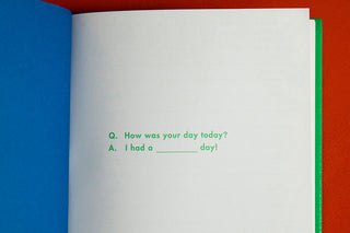 Open book with a question and answer on a colorful background