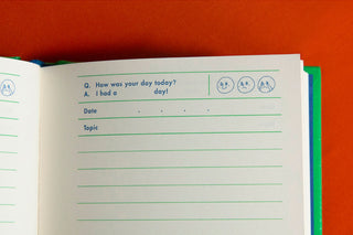 Journal entry with a question and space for response on an orange background