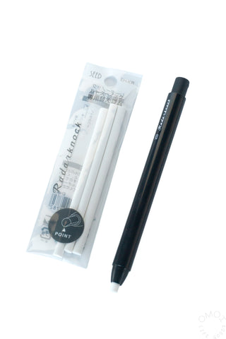 White refill pack and black mechanical eraser pen together