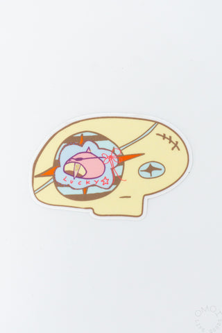 Colorful skull head sticker on a white background