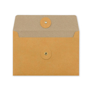 Orange kraft envelope with flap and single top metal eyelet closure