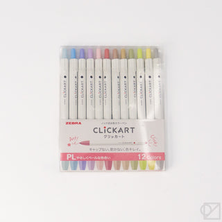 ZEBRA CLiCKART Retractable Marker Pen 12 Color Set Pale