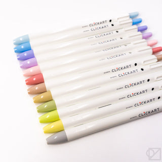 ZEBRA CLiCKART Retractable Marker Pen 12 Color Set Pale