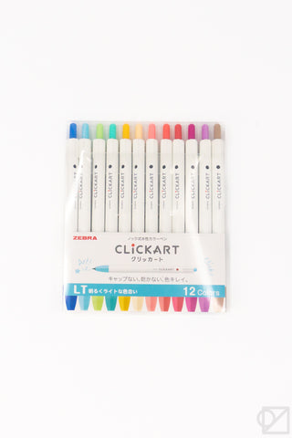 ZEBRA CLiCKART Retractable Marker Pen 12 Color Set Light