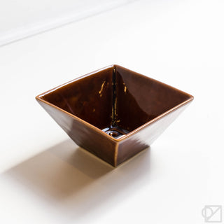 Brown square incense burner bowl with open center for incense stick