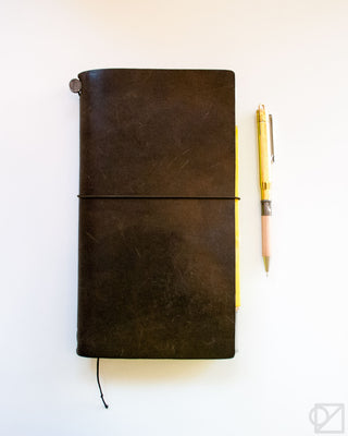 TRAVELER's Company Pure Brass Pen with Olive edition TRAVELER'S Note