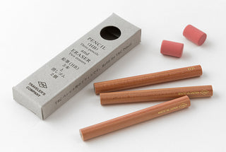 Pencil refill set with two HB pencils and two pink eraser caps, with box